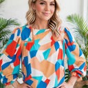  Abstract Ruffled Sleeve Blouse | Free Shipping
