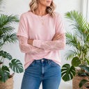  Belle Bow Textured Sheer Long Sleeve Tee | S-XL