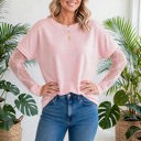  Belle Bow Textured Sheer Long Sleeve Tee | S-XL