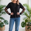  Belle Bow Textured Sheer Long Sleeve Tee | S-XL