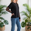  Belle Bow Textured Sheer Long Sleeve Tee | S-XL