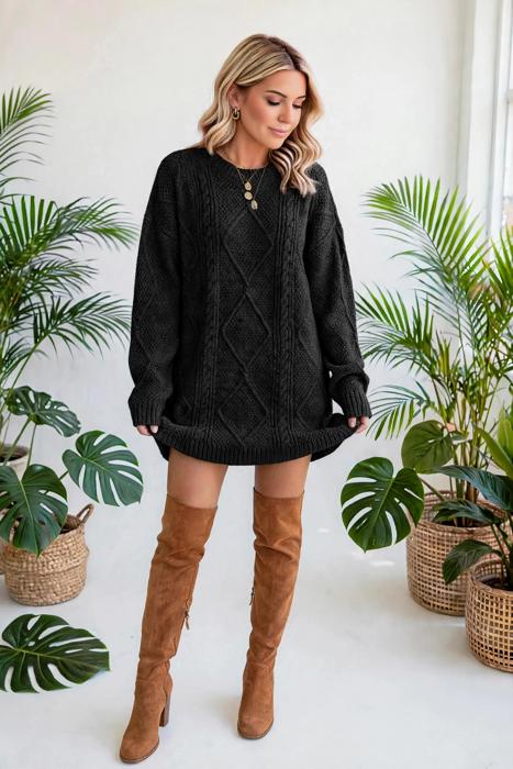 Cozy Cable Knit Sweater Dress | S-XL