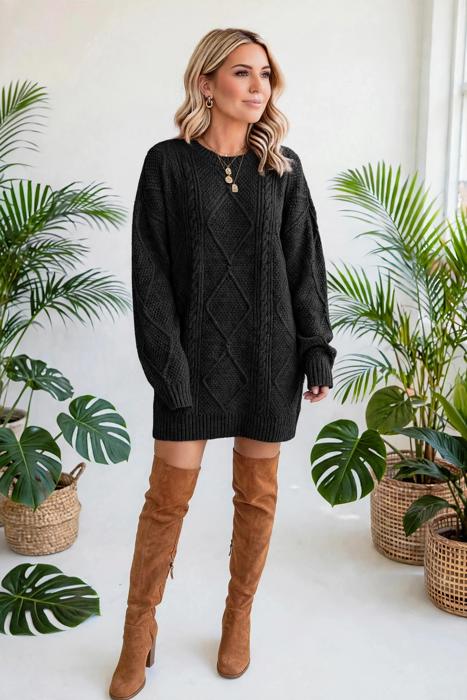 Cozy Cable Knit Sweater Dress | S-XL