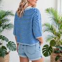  Stria Striped Loose Half Sleeve Knit Cardigan | S-XL