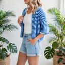  Stria Striped Loose Half Sleeve Knit Cardigan | S-XL