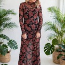  Midnight Bloom Retro Floral Mesh Dress