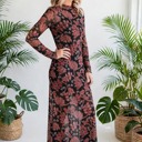  Midnight Bloom Retro Floral Mesh Dress