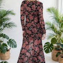  Midnight Bloom Retro Floral Mesh Dress