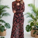 Midnight Bloom Retro Floral Mesh Dress