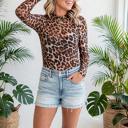  Leopard Print Mock Neck Mesh Top | S-XL