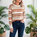  Striped Eyelet Detail Sweater | S-XL
