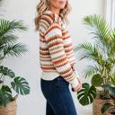  Striped Eyelet Detail Sweater | S-XL