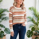  Striped Eyelet Detail Sweater | S-XL