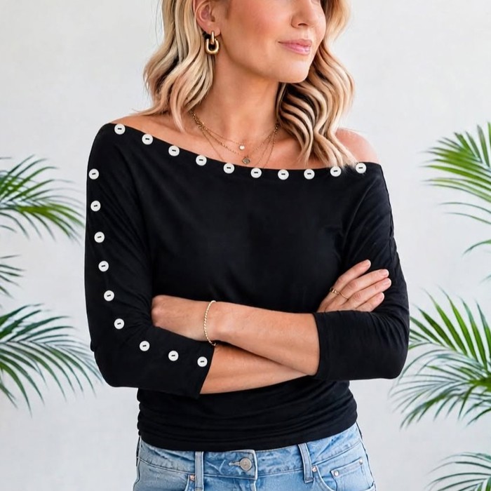 Elara Chic 3/4 Off Shoulder Top | S-XL