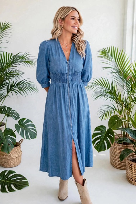 Blue Belle Denim Midi Dress