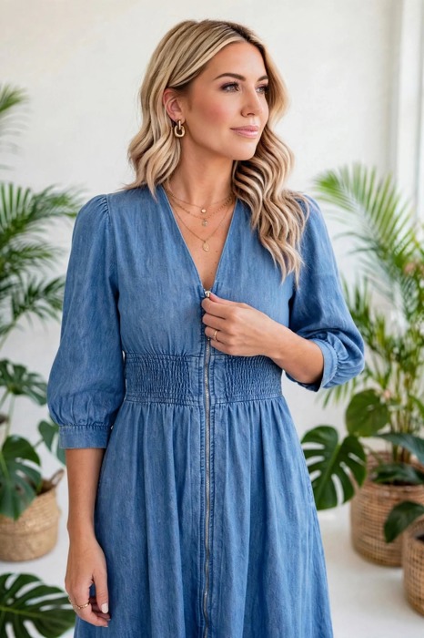 Blue Belle Denim Midi Dress