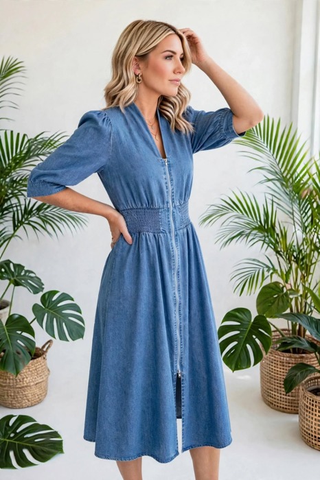 Blue Belle Denim Midi Dress