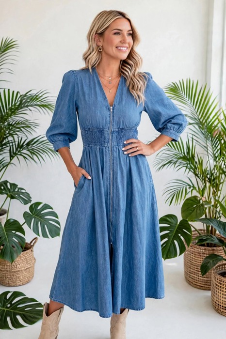 Blue Belle Denim Midi Dress