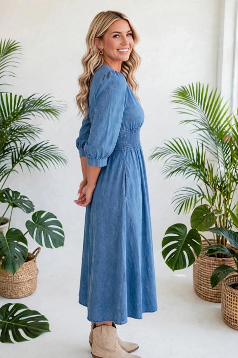 Blue Belle Denim Midi Dress