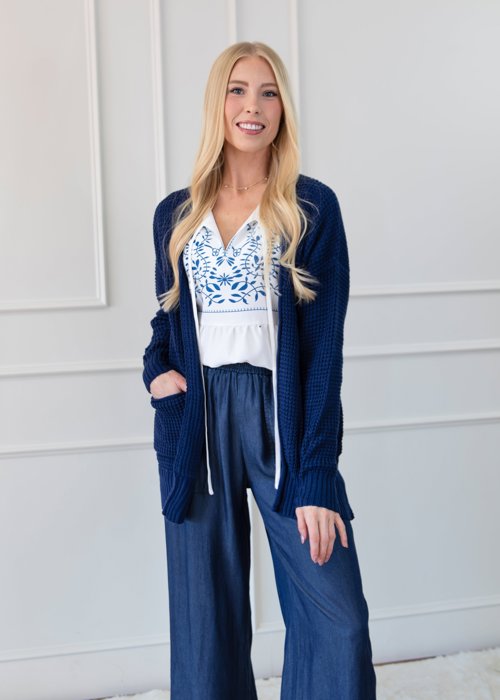 Fall Waffle Pocket Cardigan Sweater | S-XL