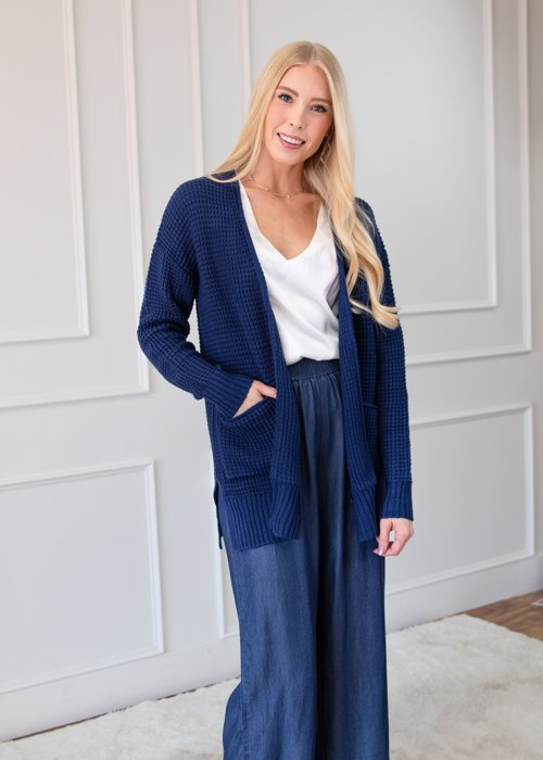 Fall Waffle Pocket Cardigan Sweater | S-XL