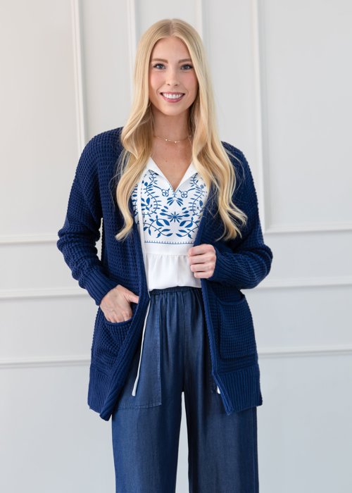 Fall Waffle Pocket Cardigan Sweater | S-XL