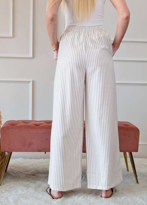 Stripe Wide Leg Adjustable Drawstring Waist Pants | 1X-3X