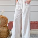  Stripe Wide Leg Adjustable Drawstring Waist Pants | 1X-3X