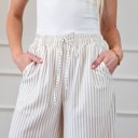  Stripe Wide Leg Adjustable Drawstring Waist Pants | 1X-3X