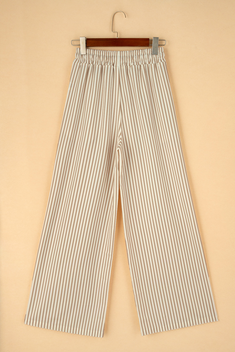 Stripe Wide Leg Adjustable Drawstring Waist Pants | 1X-3X