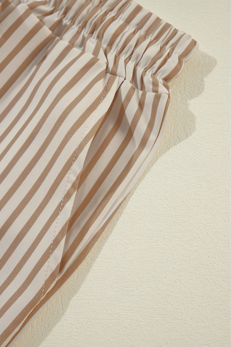 Stripe Wide Leg Adjustable Drawstring Waist Pants | 1X-3X