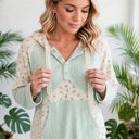  Petal & Thread Button Hooded Patchwork Top | S-XL