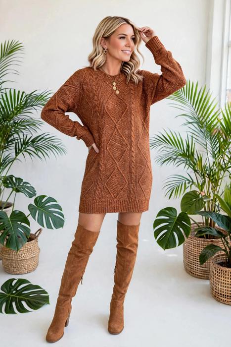 Cozy Cable Knit Sweater Dress | S-XL