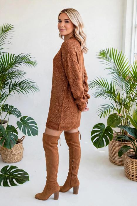 Cozy Cable Knit Sweater Dress | S-XL