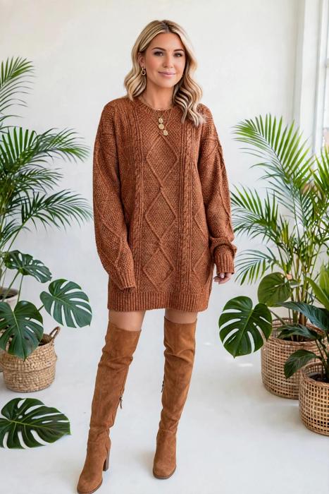 Cozy Cable Knit Sweater Dress | S-XL