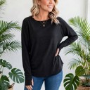 Small Black COTTON Fall Raglan Sleeve Thumbhole Top | S-XL