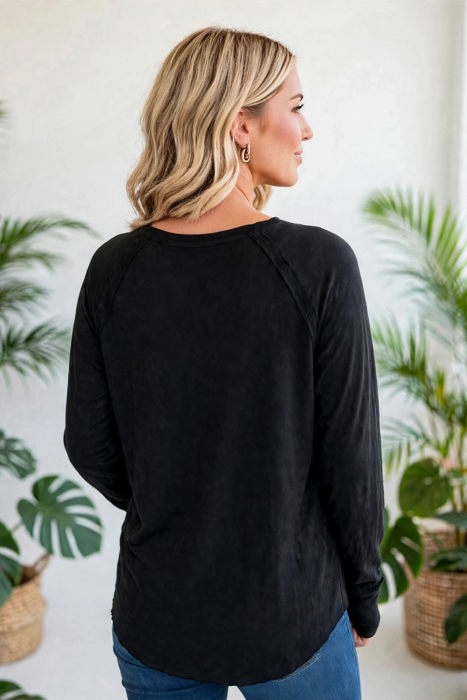 COTTON Fall Raglan Sleeve Thumbhole Top | S-XL