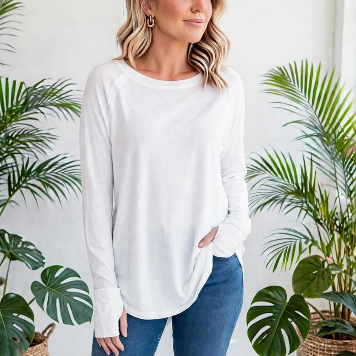 COTTON Fall Raglan Sleeve Thumbhole Top | S-XL