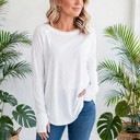 Small White COTTON Fall Raglan Sleeve Thumbhole Top | S-XL