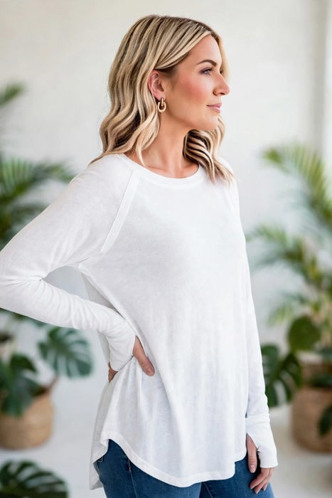 COTTON Fall Raglan Sleeve Thumbhole Top | S-XL