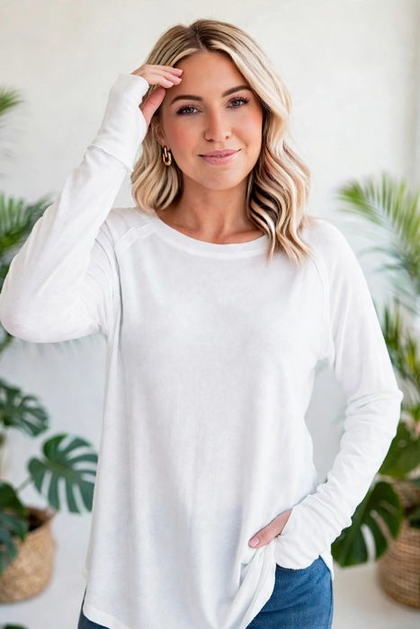 COTTON Fall Raglan Sleeve Thumbhole Top | S-XL