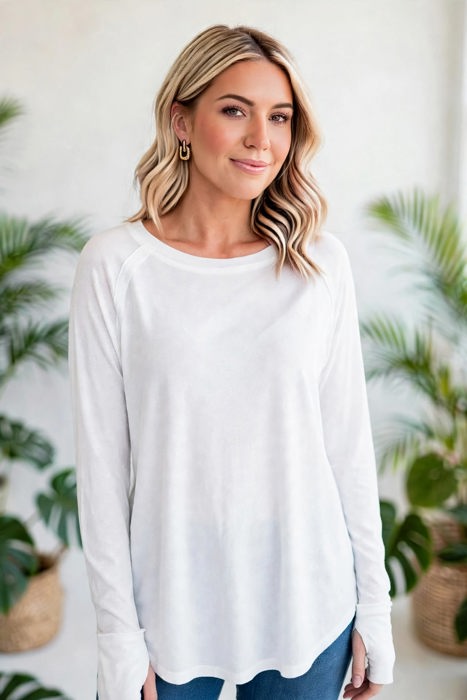 COTTON Fall Raglan Sleeve Thumbhole Top | S-XL