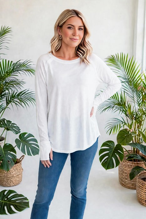 COTTON Fall Raglan Sleeve Thumbhole Top | S-XL