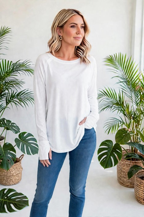 COTTON Fall Raglan Sleeve Thumbhole Top | S-XL