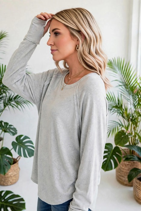 COTTON Fall Raglan Sleeve Thumbhole Top | S-XL