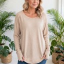 Small Lt. Mocha COTTON Fall Raglan Sleeve Thumbhole Top | S-XL