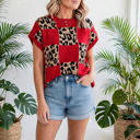  Checkerboard Short Sleeve Knit Sweater | S-XL