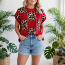  Checkerboard Short Sleeve Knit Sweater | S-XL