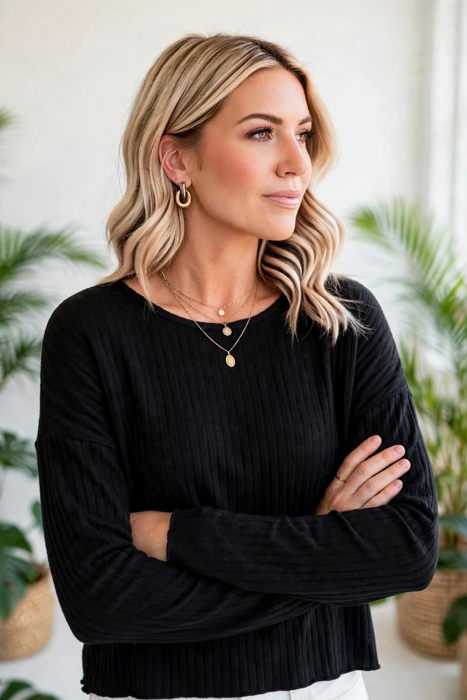 Casual Knit Long Sleeve layering Drop Shoulder Top | S-XL