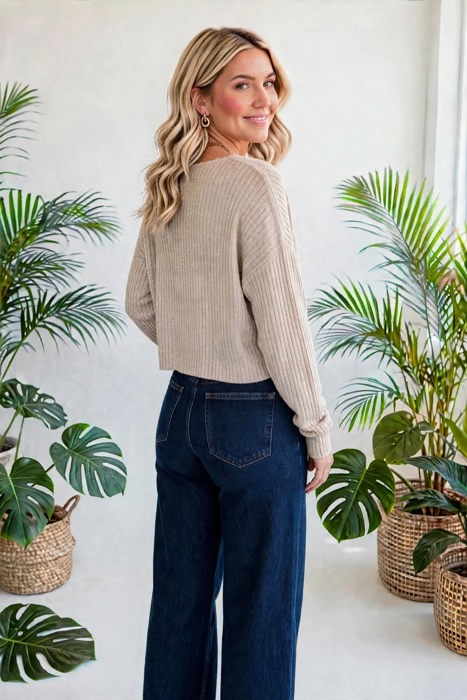 Casual Knit Long Sleeve layering Drop Shoulder Top | S-XL